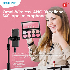 What different MSHILOR'S  Mini-wireless ANC (Active Noise Cancelling)Directional 360° lapel microphone?